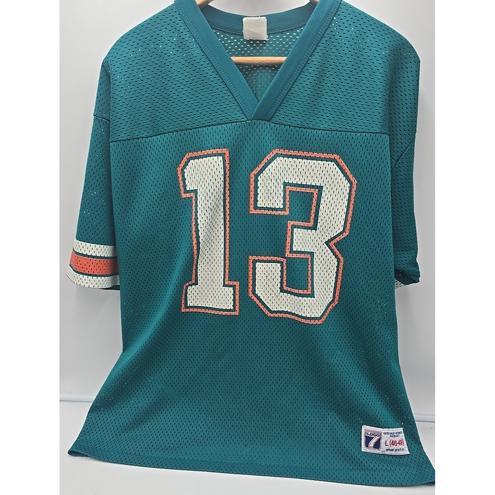 Logo 7 NFL Miami Dolphins Dan Marino Jersey Size L Football‎ Green - Picture 2 of 13